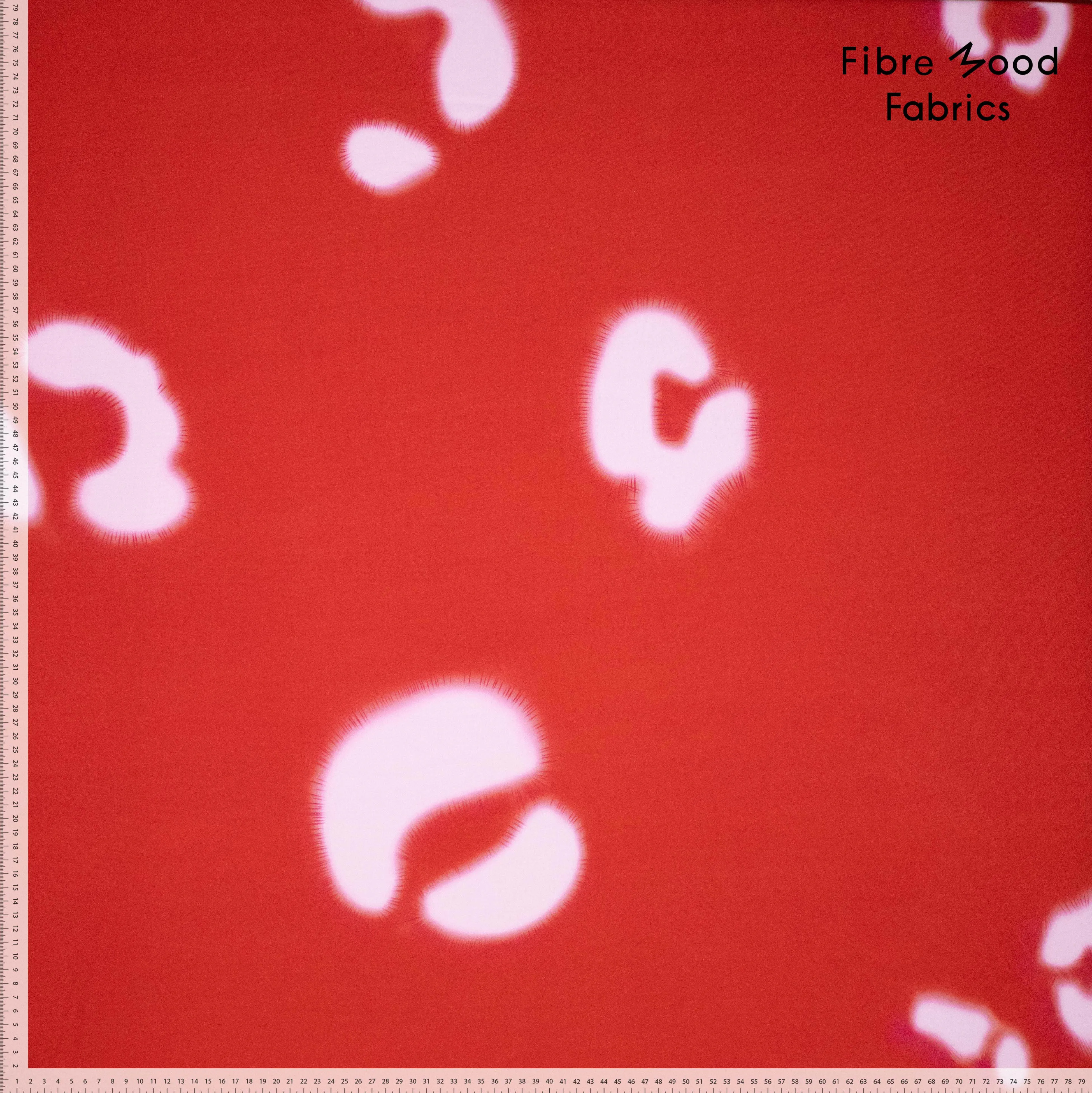 Ecovero viscose rood met lila motieven - Fibre Mood